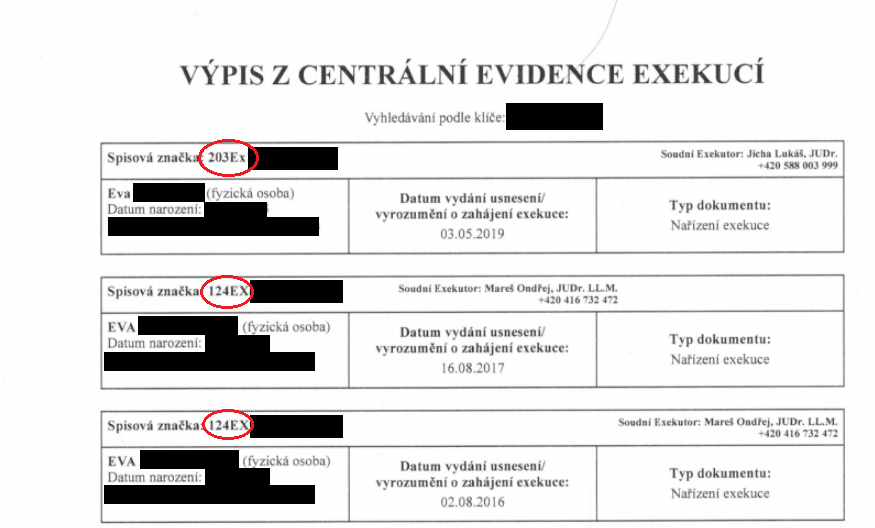 Jak zjistit kontakt na exekutora?